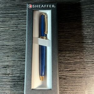 Schaffer ballpoint, pen, blue lacquer with gold, toned accents, black ink,In Box